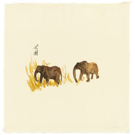 劉小東，向南飛 #04，2014，壓克力顏料 / 宣紙，50 × 50 cm