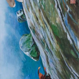 顧福生，爬昇，2002，油彩/畫布，126 x 91 cm