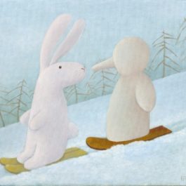 黃本蕊，你在雪道上遇到的什麼人，2008，壓克力顏料/畫布，40.6 x 50.8 cm
