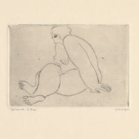 常玉，翹腿裸女，ca. 1929，直刻、鋅版、版畫紙，7.8 x 11.4 cm