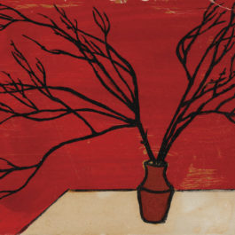 常玉，枯枝，1962，石版、四色、紙本，14.8 x 18.4 cm