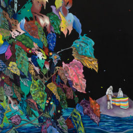 高雅婷，蜂島，2015，油彩／畫布，162 x 97 cm