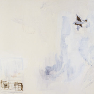 黃宏德，飛蛾柵欄(一)，1990，壓克力顏料、鉛筆／畫布，98 x 126 cm