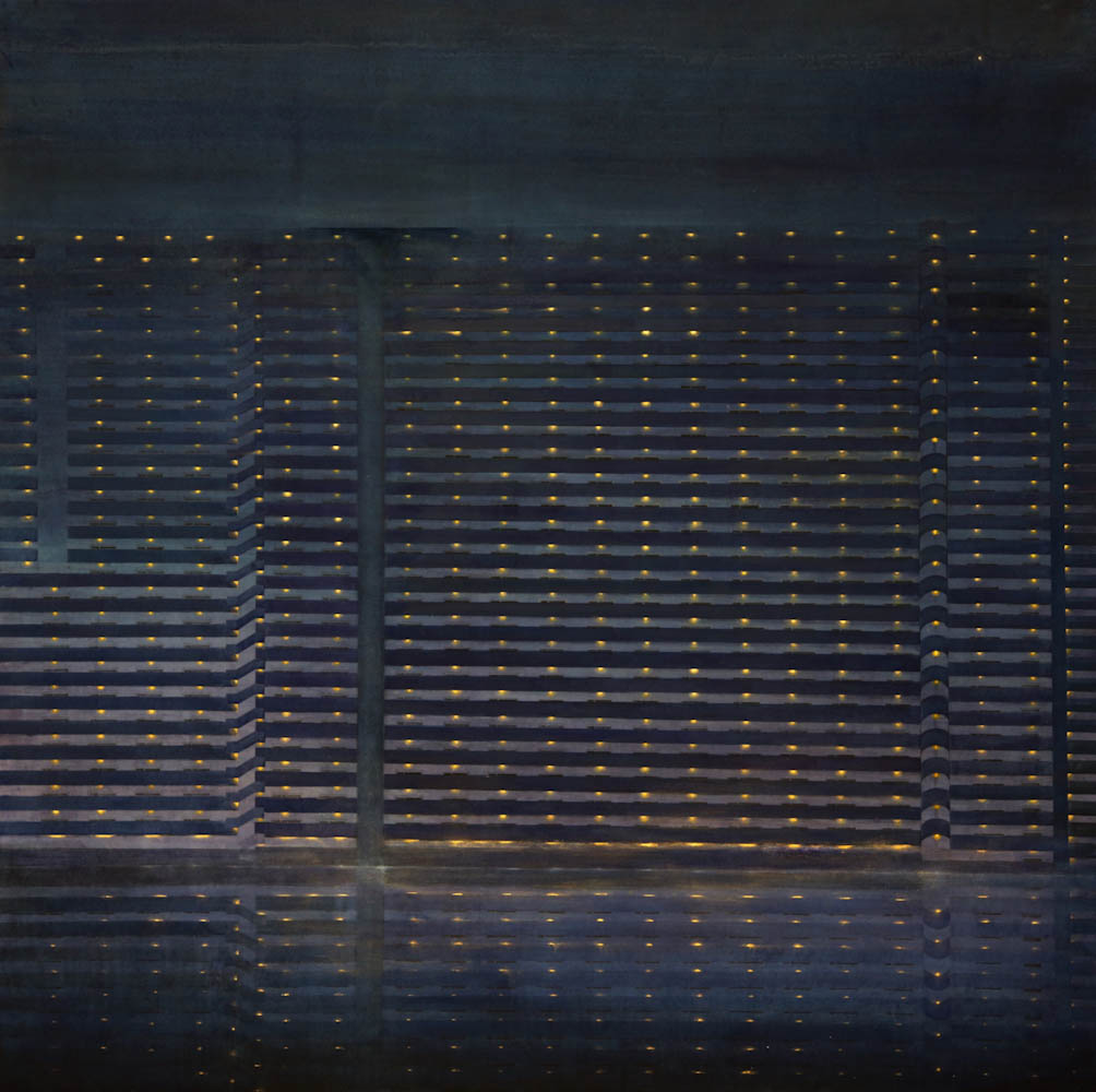 張靜雯,城,2018,墨、水干顏料、礦物顏料/紙,162 x 162 cm