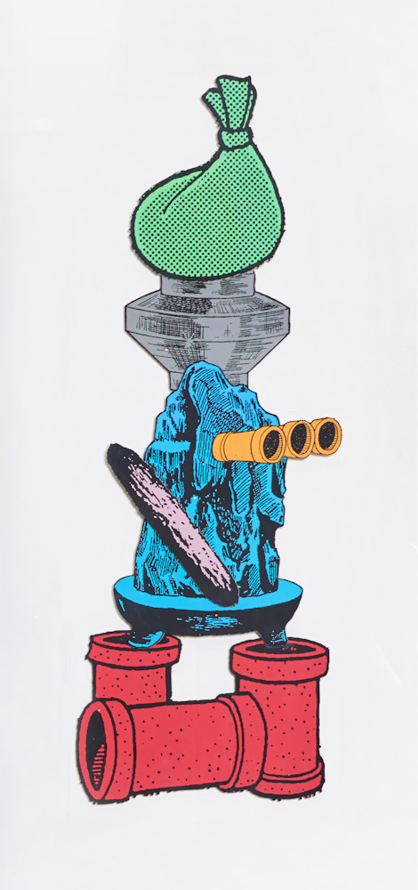 金氏徹平,遊戲、舞與結構(彩色合板)#14,2018,絹印 /木板,162 x 59 x 3.5 cm