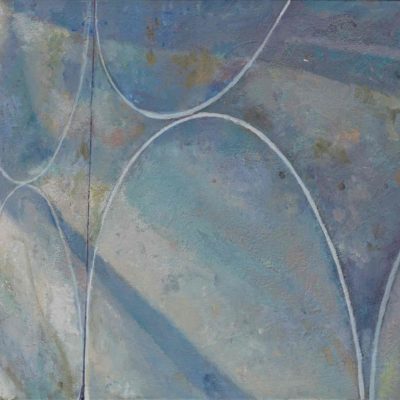 陸亮，古根海姆的斜陽，2015，油彩/畫布，19 x 24 cm