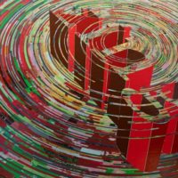 Andrew Kaufman，《無題-旋轉》，2018，壓克力顏料、油彩／畫布，130.8 x 196.8 cm