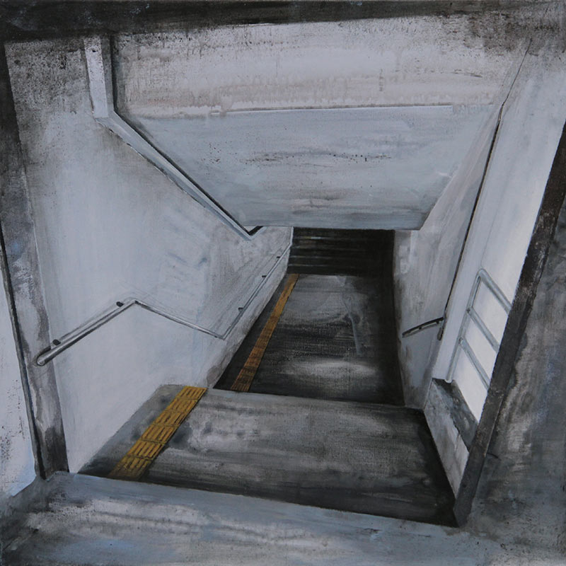鄒享想,地下道,2014,壓克力顏料 / 畫布,50 x 50 cm