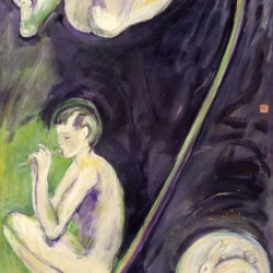 Fu-sheng KU, Night Music, 1995, Mixed media on canvas, 131 x 85 cm